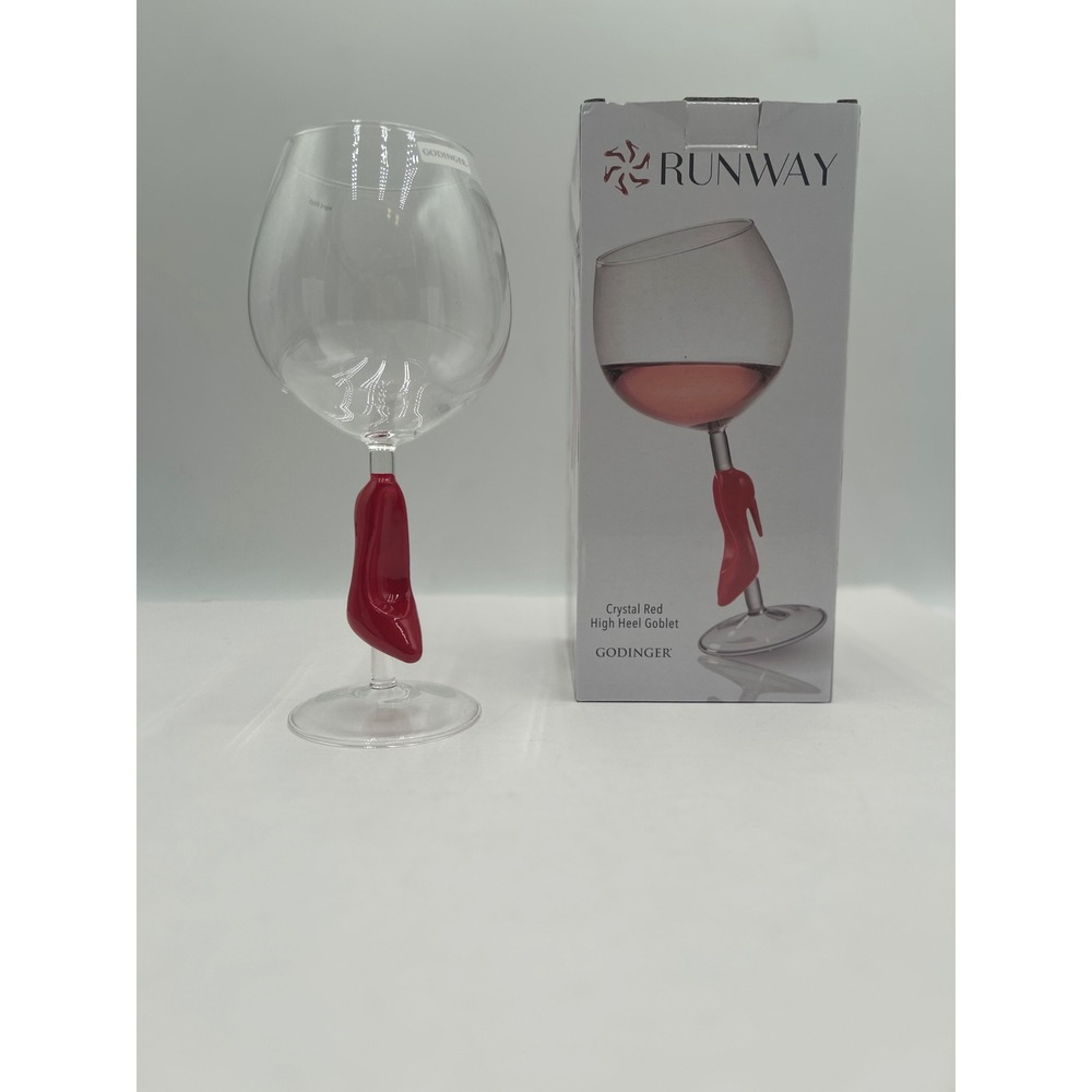 Godinger Runway Crystal Red High Heel Stiletto Wine Glass Goblet 20oz NEW - Picture 3 of 11